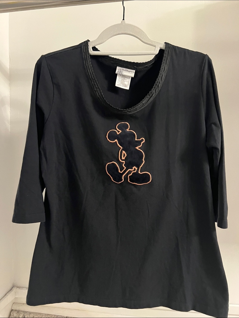 Walt Disney World  Black Top with Gold-Outlined Mickey Silhouette
